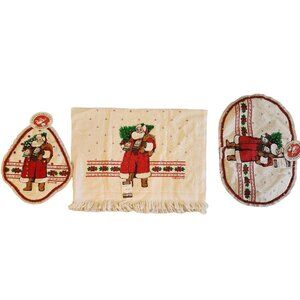 Vintage Franco Santa Pot Holder Towel and  Hot Pad Holiday Christmas